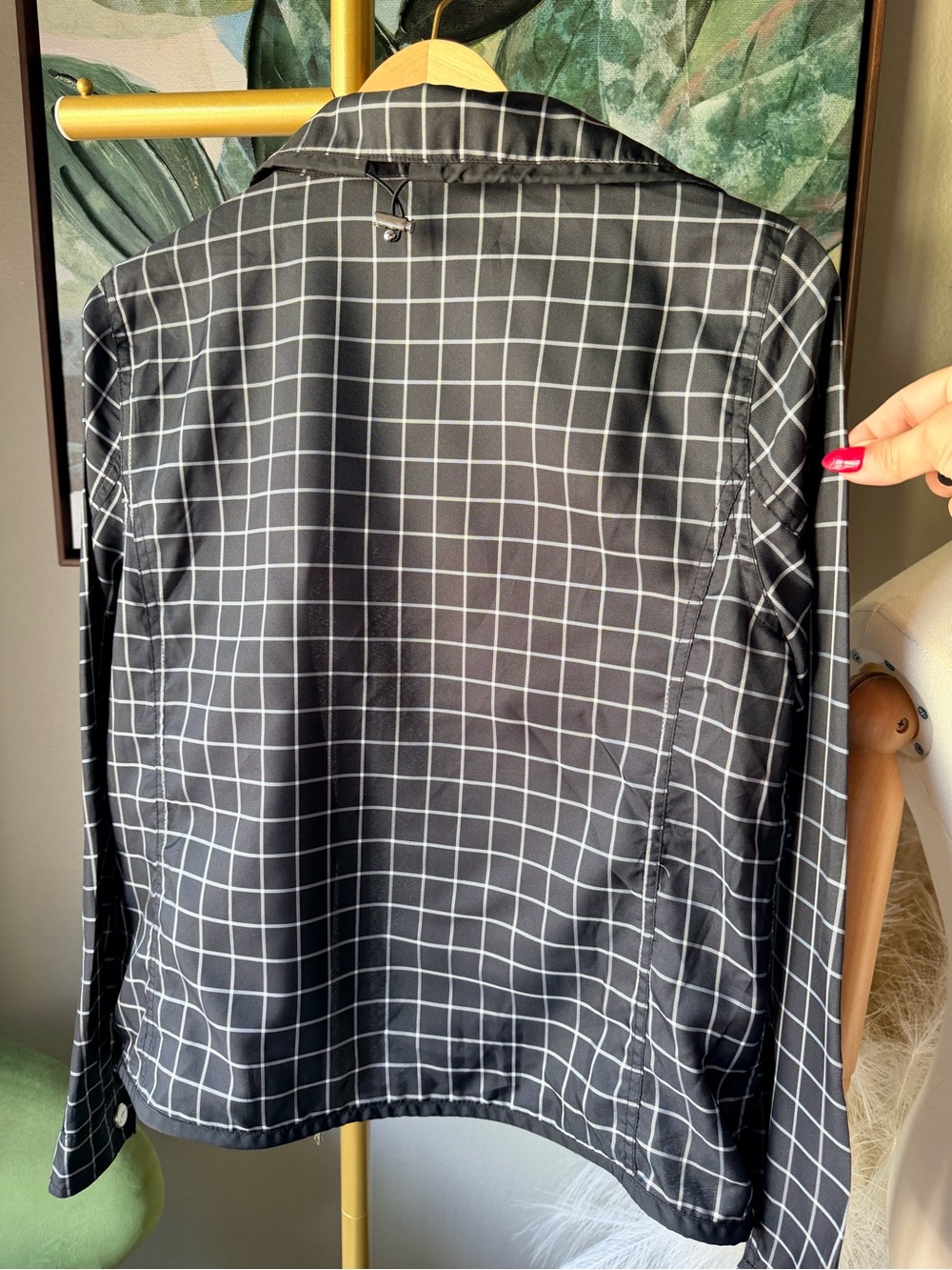 Ralph Lauren Black Windowpane Zip Jacket with White Grid - Picture 4 of 10